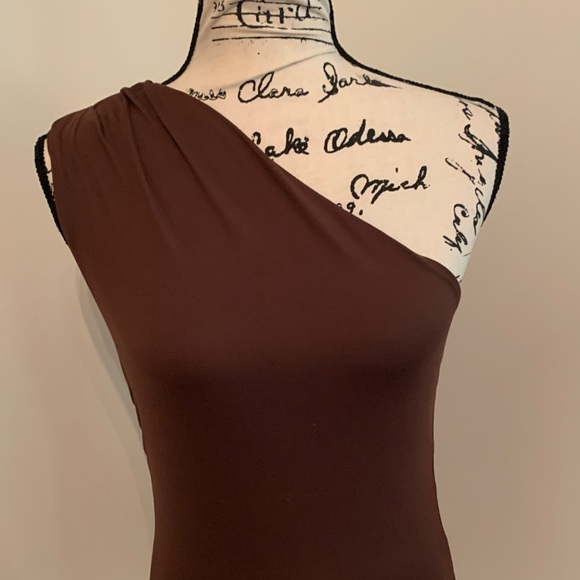 Stylish One-Shoulder Top (Chocolate Brown) - Picture 8 of 12
